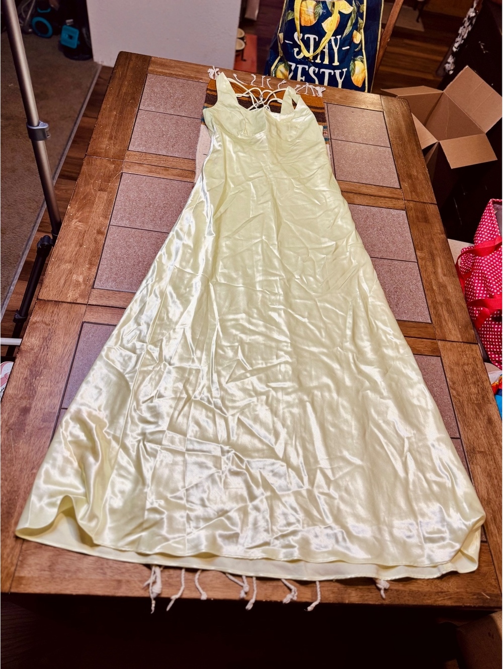Vintage Y2K formal dress yellow satin size 13-14